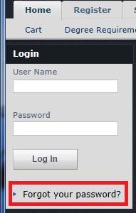 2. Log in to Self-Service using your student username and password. If you cannot log in, please click Forgot your password? under the login area.