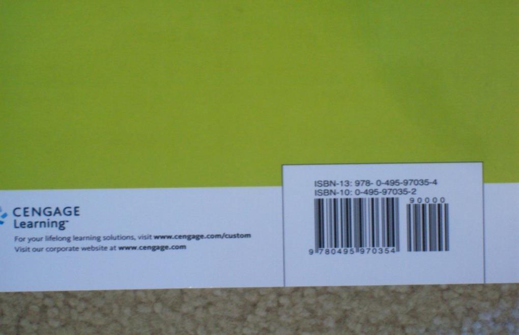 HCC ISBN number 13: 978-0-495-970354, 10: 0-495-97035-2 (regular bound), - or 13: 978-1-111-95295-2, 10: 1-111-95295-7 (spiral bound). Publisher: Cengage.