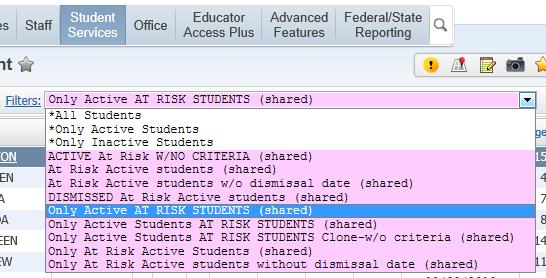 These should be reviewed and updated. 2. Only Active Risk Active Students This report will show you all students who are active and currently identified as At Risk. 3.