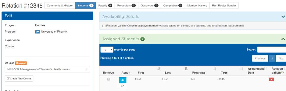 8 Remove Students & Course Admins from a Course From your dashboard, click View Rotations [19].