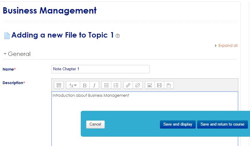 2.5 Activities: Upload & Download The file module enables a teacher to provide a file as a course resource.