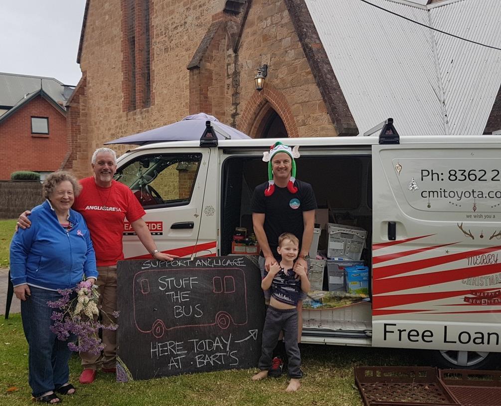 Stuff the Bus in Norwood On Saturday 2 December our CMI Toyota Loan Van became the collection point for the Stuff the Bus Christmas Giving Collection at St Bartholomew s Anglican Church Norwood.