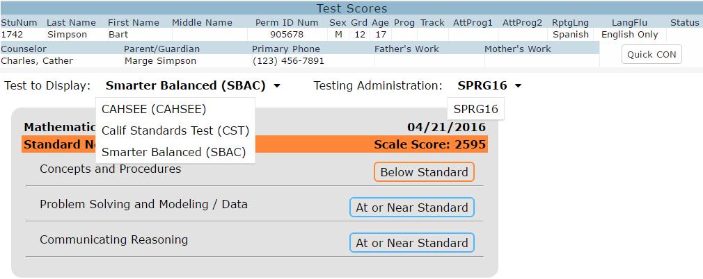 5. TEST SCORES: Test Details, Test Scores A. TEST SCORES > TEST DETAILS 1.