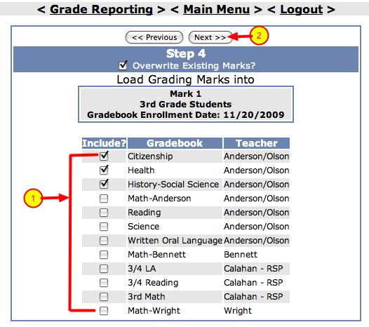 *Side note: It is my understanding that all teacher Gradebooks were changed by the district to have the ending date as 11/20/2009 1.