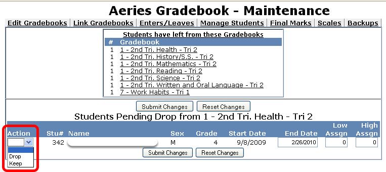 Grade Reporting for inactive student(s) ABI Gradebook