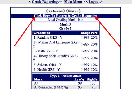 Return to Grade Reporting **The "Next" button goes nowhere