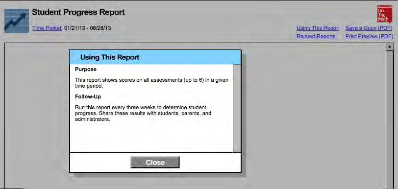 Using This Report Click the Using This Report link to open an information screen that shows the report s purpose and suggests follow-up actions.