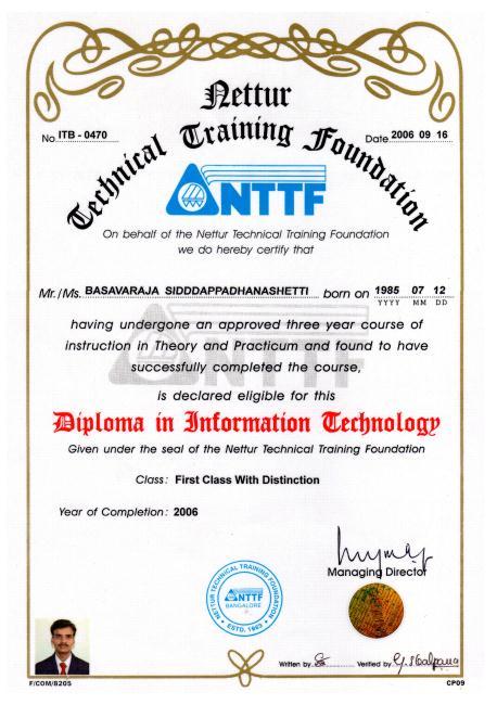 All successful NTTF Diploma trainees receive Certificate.
