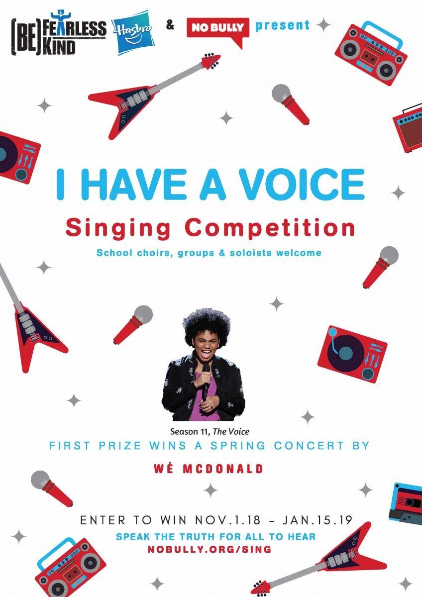 Hello WMS Choir Families! I m excited to share that we are planning to record and submit a video recording of students performing a new song called, I Have A Voice in a national choir competition.
