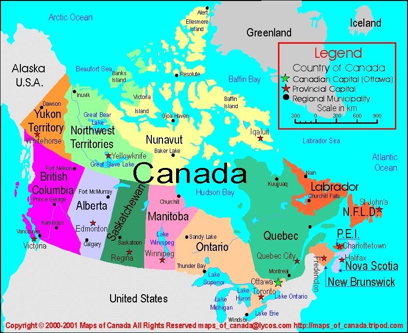 Map of Canada (Map is from http://asperia.