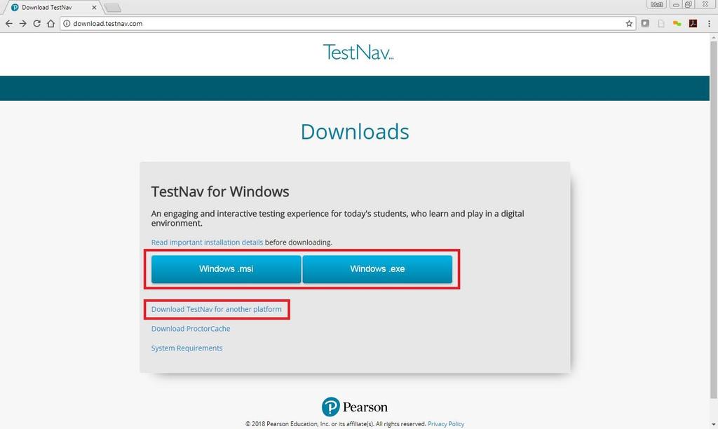 TestNav Downloads Page