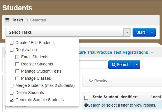 Create Sample Students Log into the PearsonAccess next Training Site Choose the Administration Click