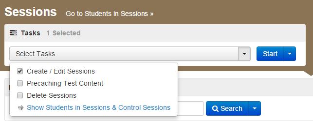 Create Sessions Go to the Testing tab and click Sessions From the Select Tasks dropdown menu, select Create/Edit Sessions, and click Start A session includes all of the units for a subject and