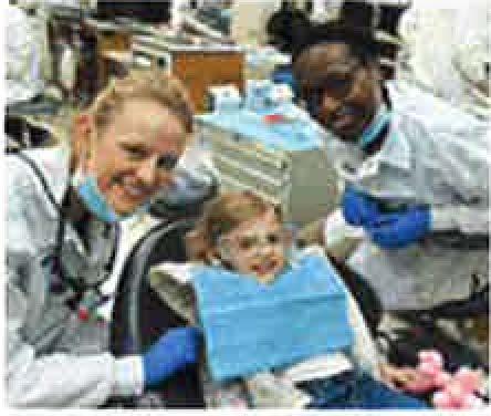This year, nearly 100 children, ages 3 to 14, received free dental exams, x-rays, teeth cleaning, fluoride treatments and dental sealant applications by Creighton dental students and dental hygiene