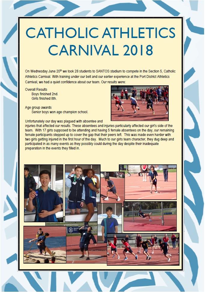 On Wednesday June 20th we took 28 students to SANTOS stadium to compete in the Section 5, Catholic Athletics Carnival.