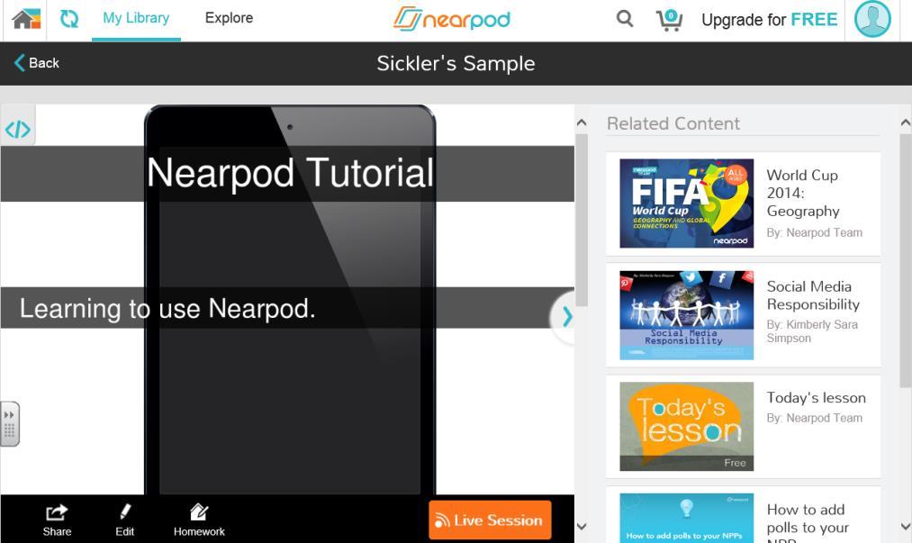 USING NEARPOD WITH STUDENTS Teachers, open Nearpod App on ipad. Log into you Nearpod account and click on My Library.