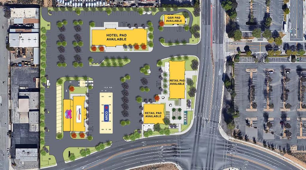 DRIVE-THRU, RESTAURANT, SHOP AND PAD SPACES 85-FOOT FREEWAY PYLON SIGNAGE ON THE 10 FREEWAY HIGHLIGHTS Brand New Retail Development With Gas Station and Hotel With 90+ Rooms Drive-Thru, Restaurant,