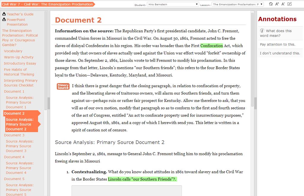 To see a list of annotations, look to the right side of the screen, under annotations, when you have a completed assignment open.