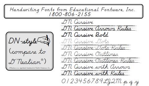variety of different fonts used in educational settings.