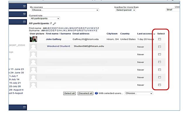 Sending a Message (email) from the Course in Moodle To send the instructor or a classmate a message from Moodle, follow