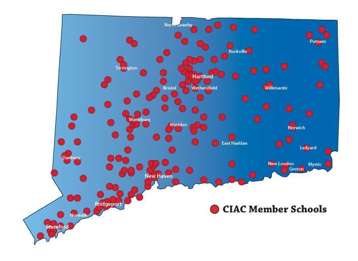 STATEWIDE EXPOSURE The CIAC is composed of 187 public and parochial high schools. The ability of the CIAC to reach every community across the state of Connecticut is unparalleled.