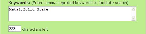 Enter Keywords in the text area as shown below.
