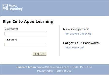 Login for APEX www.apexvs.