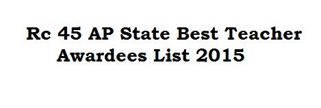 Rc 45 State Best Teacher Awardees List 2015 Proc.Rc.No.45/MC/2015-2 Dt:02.09.2015. Rc 45 AP State Best Teacher Awardees List 2015.