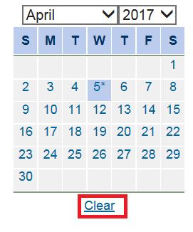 2. Clear the field Discontinued From by clicking in the calendar icon, then click on