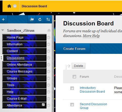 Click Submit and then Next and Submit when you are finished. You can also get at the Discussion boards from the icon on the Home Panel on the left hand side.