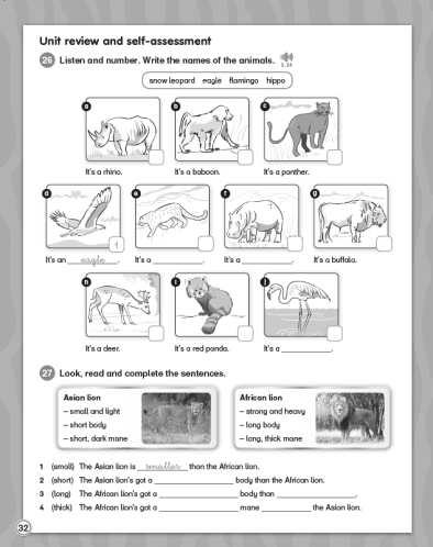 Unit Review and Self-Assessment Activity Book A double-page lesson in the Activity Book/Essential Activity Book provides a systematic