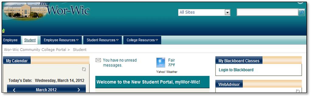 After the initial recording of your credentials, you will be logged into your email when you login to mywor Wic.
