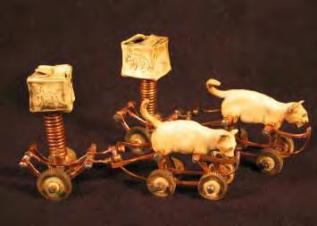 Cat Carts, 2005 Ceramic, 6 1/2"w x 5"h x 2"d Aggie Zed