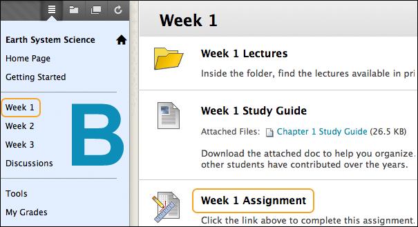 How it works: Create an Content Area and create all of your assignments there.