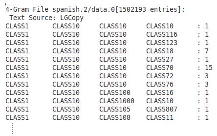 3 Building a Spanish Recognizer Table 3.10: count-based Trigram LM Test Results with (3,3) cut-off perplexity var. utterances words predicted num. tokens OOV OOV rate 137.8614 14.