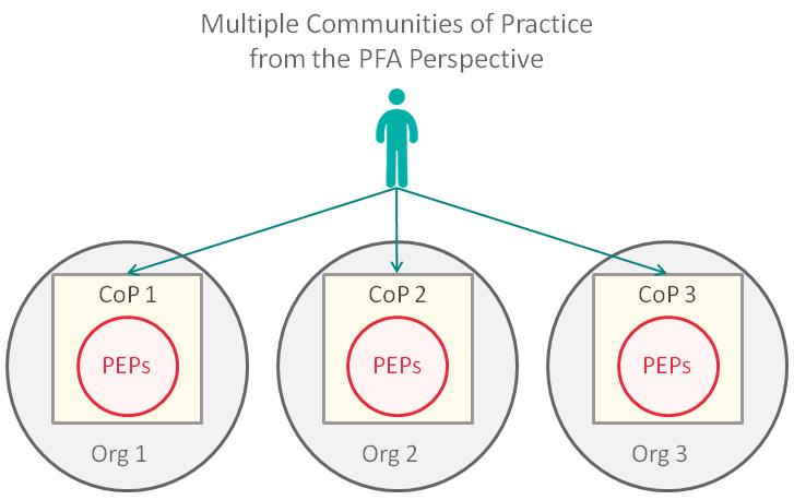I see some issues regarding the move among a number of organizations to create their own CoP for patient engagement, as illustrated below: There is a mix of practices (PEP practice and advisor