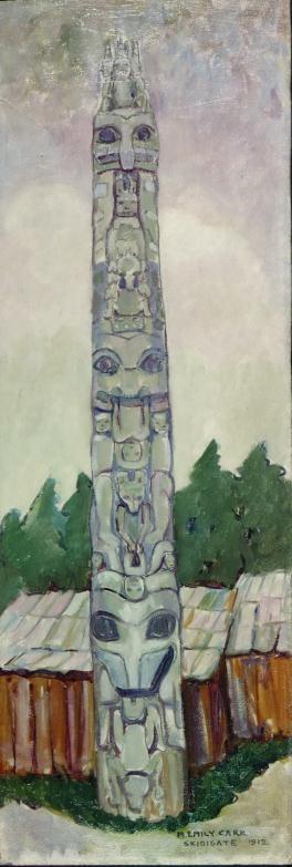 Royal BC Museum, BC Archives. Emily Carr, Skidigate (sic) Queen Charlotte Islands, 1912. Oil on canvas. PDP583.