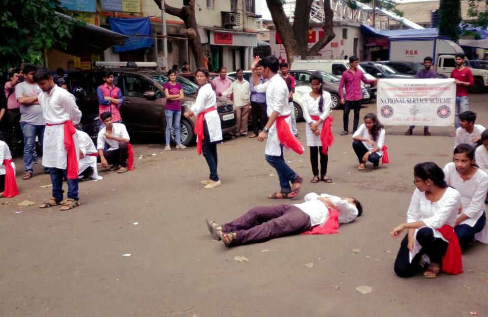 message to audience that blood donation is the best donation; you can save someone s life. We performed street play in front of our college gate and near Matunga station.
