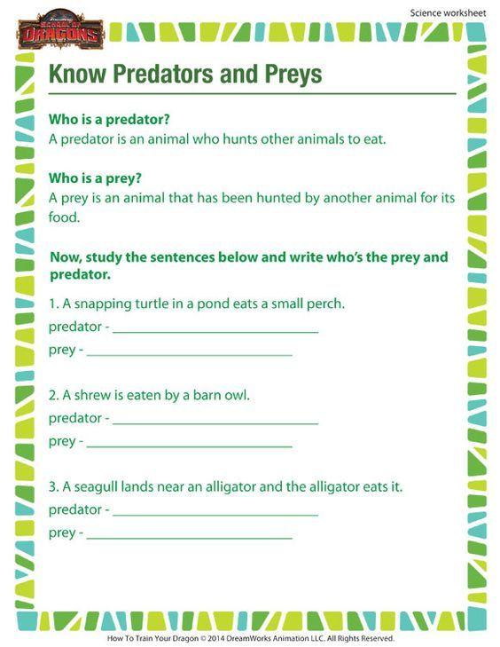 Know predators and Prey worksheet https://www.pinterest.