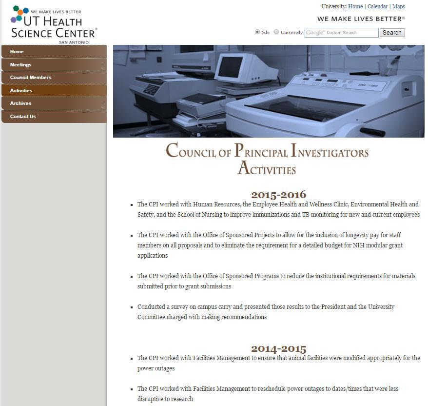 CPI Website Activities