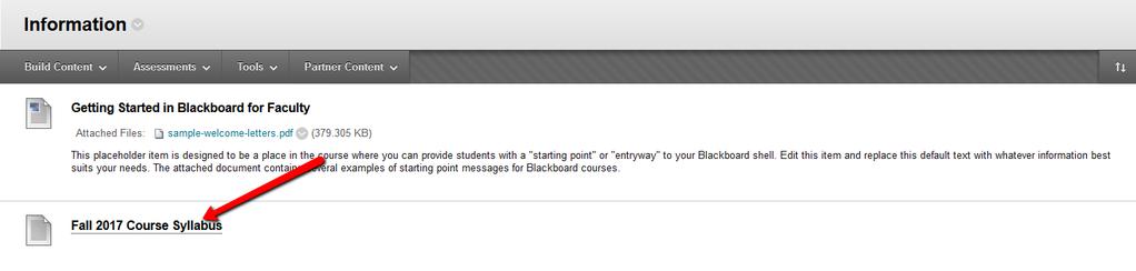 A clickable link that will open the syllabus file should now appear on your course landing page.