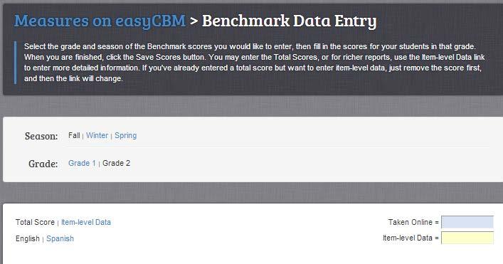 The Benchmark Data Entry page appears. 5. Refer to the table below to continue. If you want to... Then follow these steps.