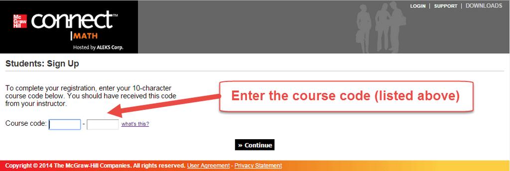 On the next screen, verify you have the course, and then click continue.