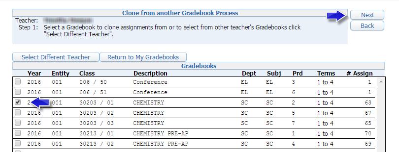 Next. Check the assignments you wish to clone, and click Next.