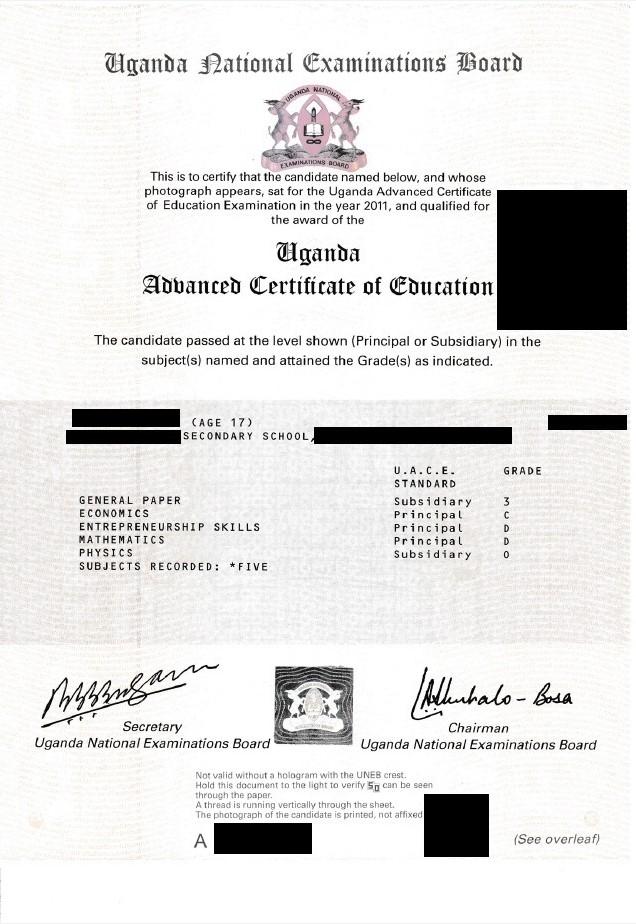 Uganda Advanced Certificate of Education Nuffic