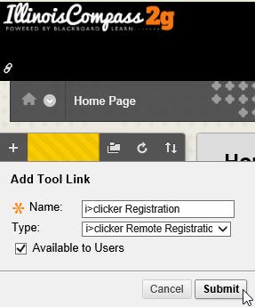 8. Click the Submit button. You have now created a link for students to register their i>clickers.