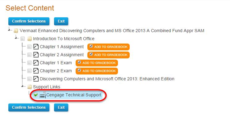 4 Select the Cengage Technical Support link.