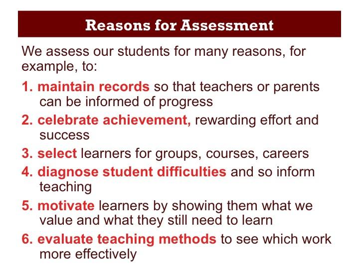 learning and a couple that don t. Teachers may well have listed a range of summative and formative assessment methods.
