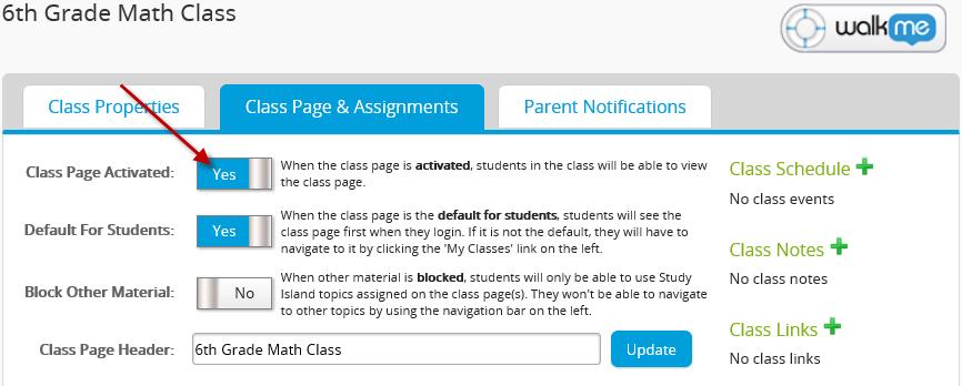 Activating a Class Page Before students can access a class in Study Island, the class page must be activated. Many schools miss this step when creating classes. 1. Visit http://www.studyisland.