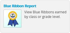 View student statistics for blue ribbons. View percentage of program completed per subject.